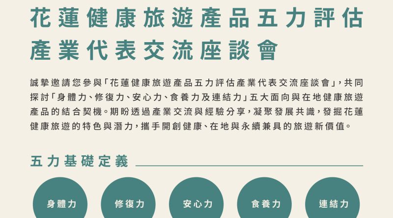 花蓮健康旅遊產品五力評估產業代表交流座談會